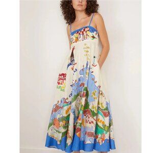 Alemais Nadia Printed Flax Maxi Dress